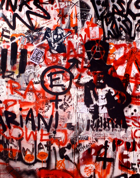 Greg Brat, GBRT, Punk's Not Dead, painting, installation, graffiti, wall, art